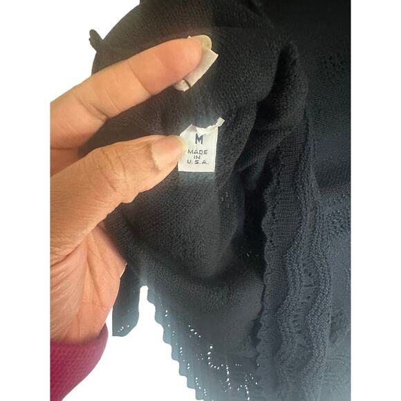 St. John Sportswear by Marie Gray Women's Medium Knit Sweater Black Lace Detail - Picture 5 of 9